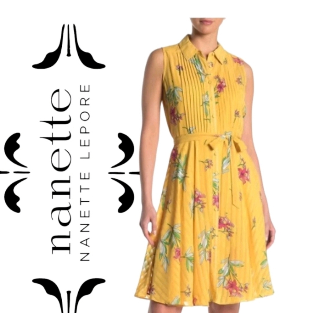 Nanette Lepore Floral Print Pleated Fit & Flare Dress Size 10